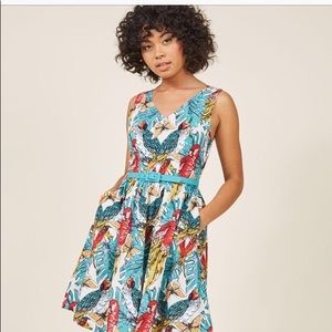 Modcloth Parrot and Butterfly Dress